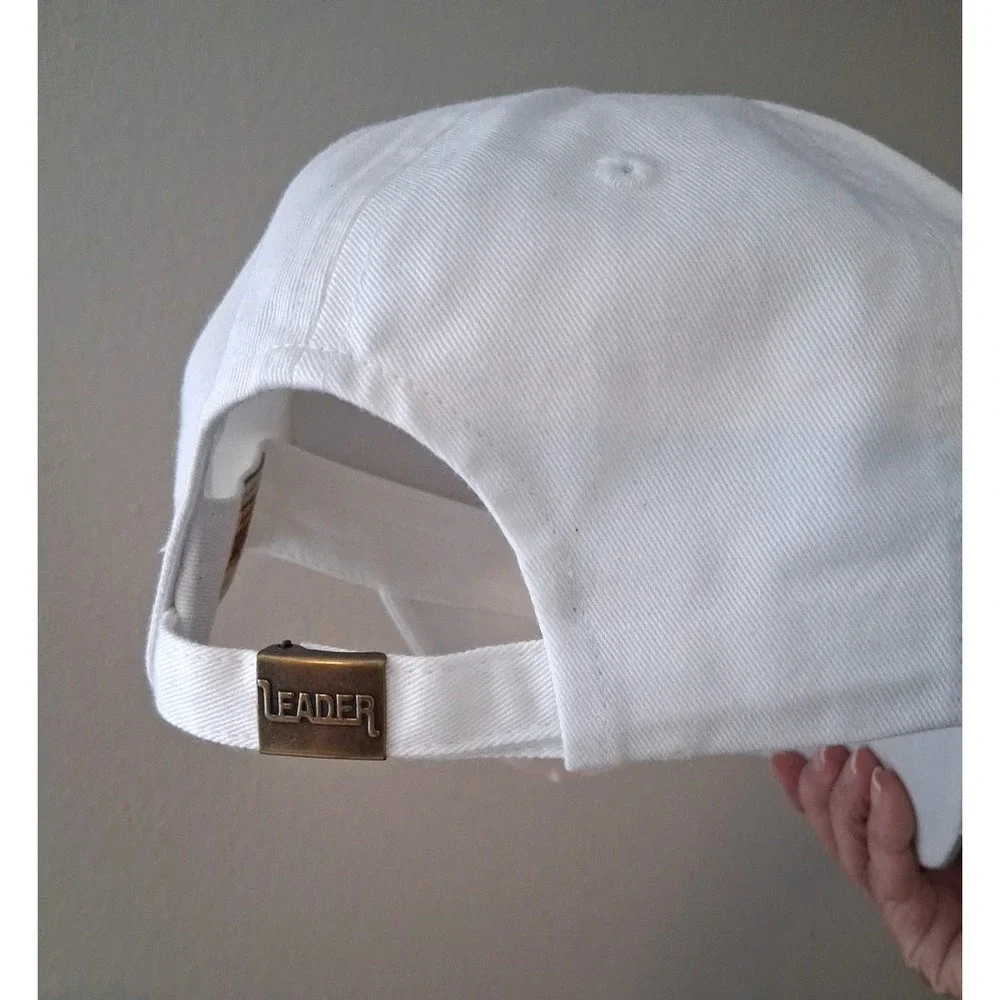 Leader Peace Sign Cadet Cap Distressed Crystal Studded Women's Adjustable White